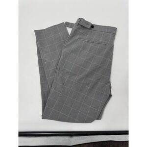 H M Mens Plaid Dress Pants Grey White Slim Fit Size 36